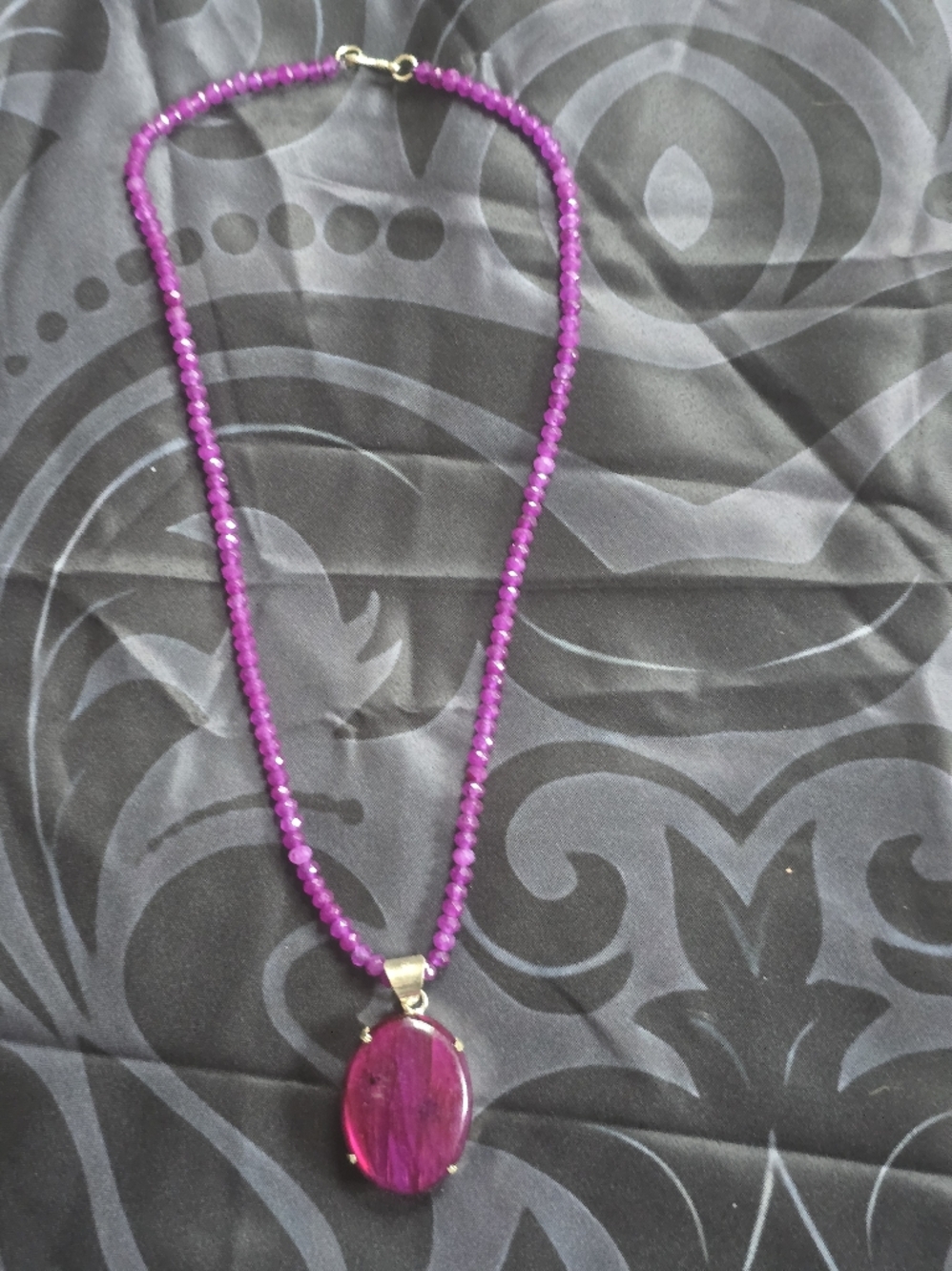 Purple Pink Ruby Beads With Ruby Pendant